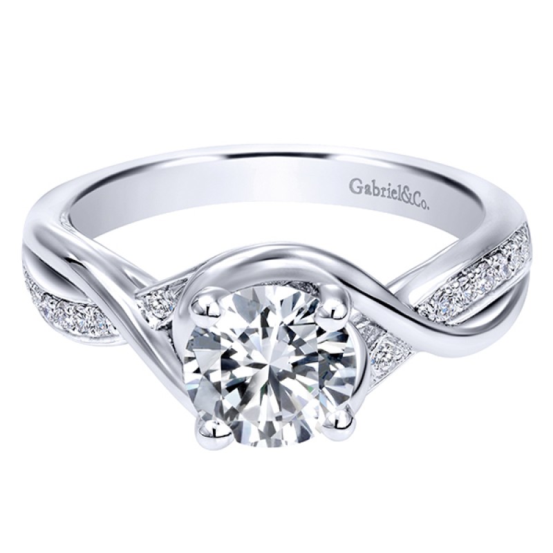 14k White Gold Diamond Criss Cross Engagement Ring
