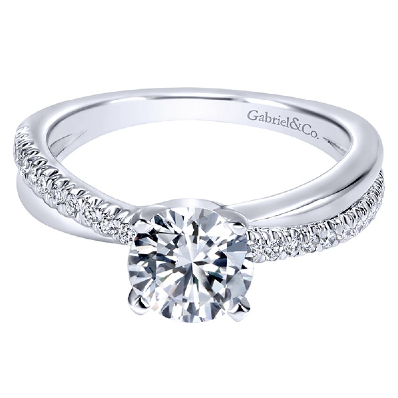 14k White Gold Diamond Criss Cross Engagement Ring