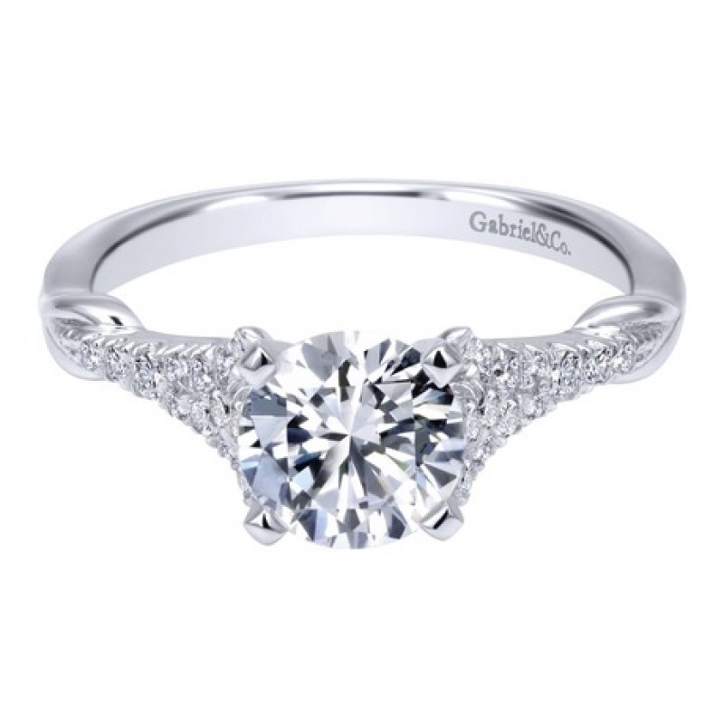 14k White Gold Diamond Straight Engagement Ring