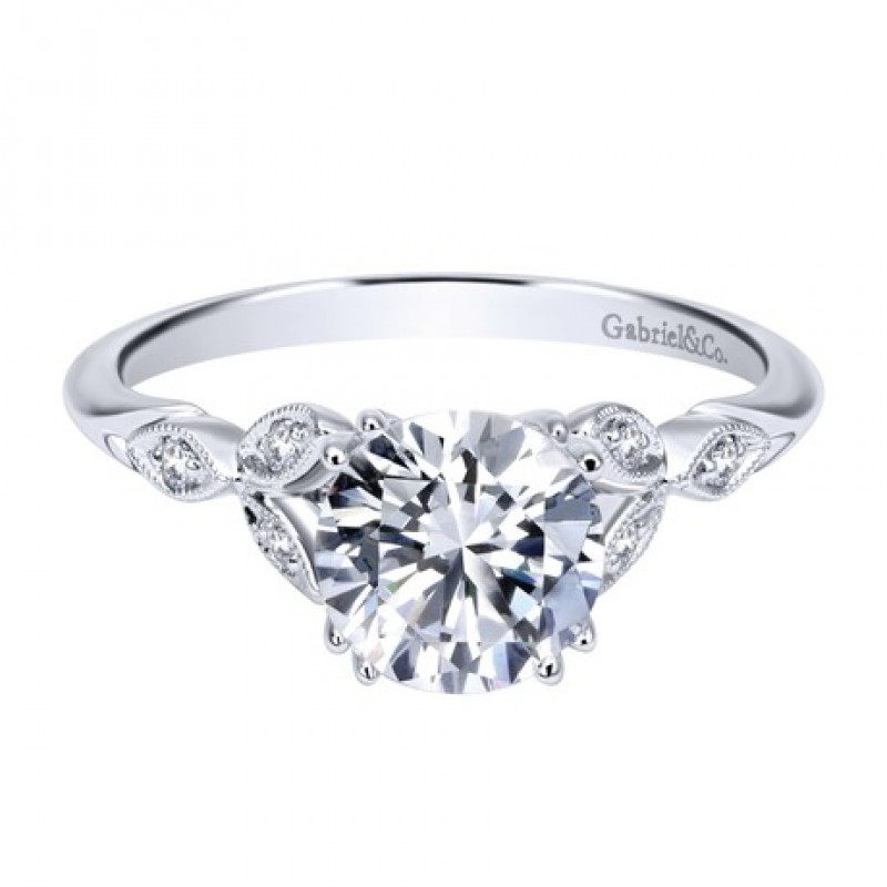 14k White Gold Diamond Straight Engagement Ring