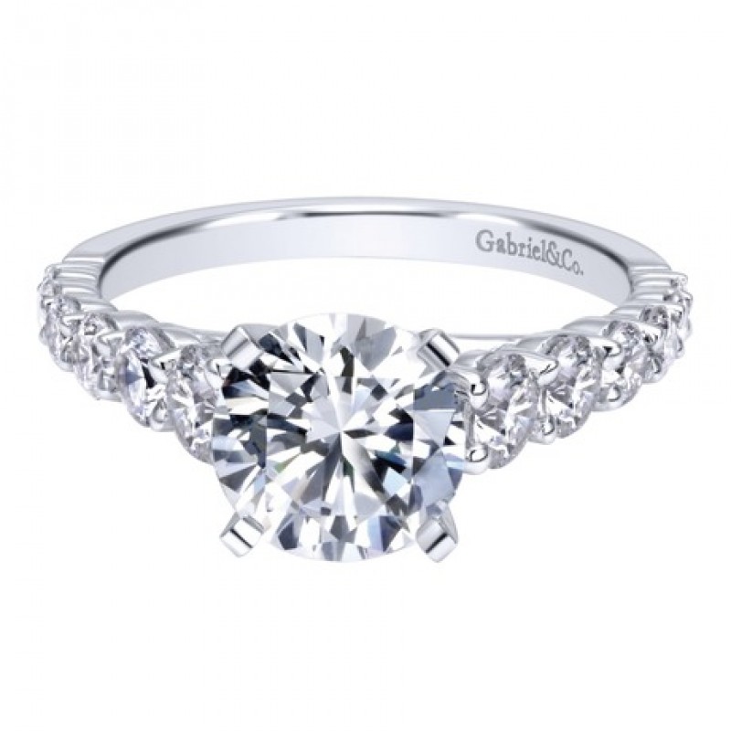 14k White Gold Diamond Straight Engagement Ring