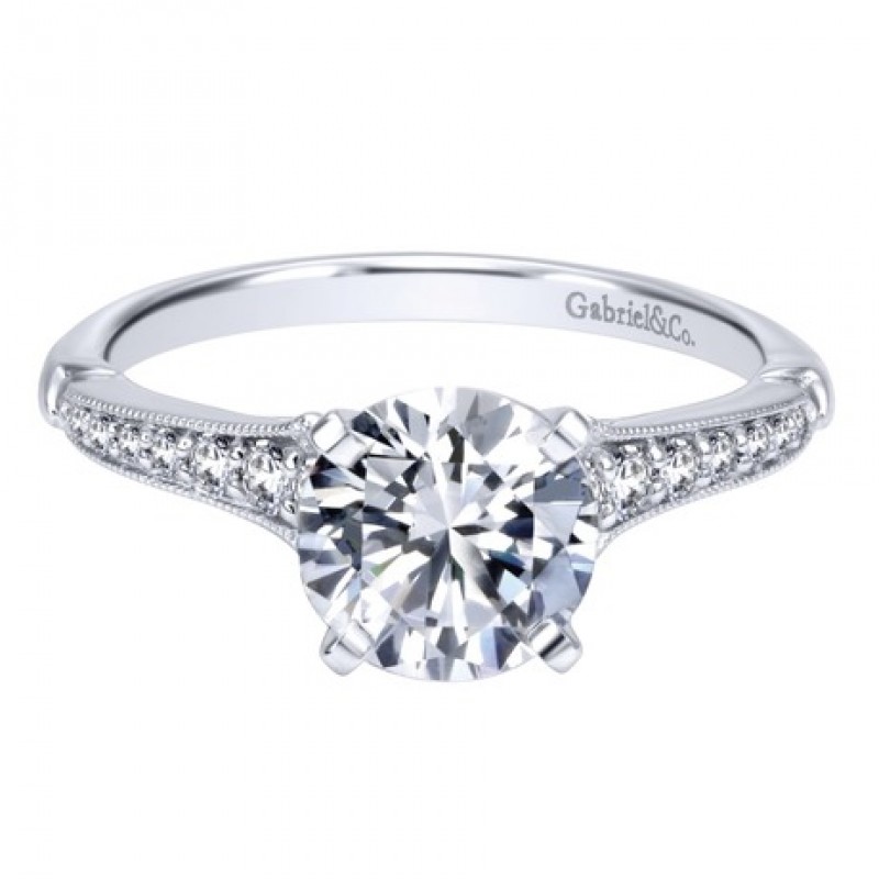 14k White Gold Diamond Straight Engagement Ring