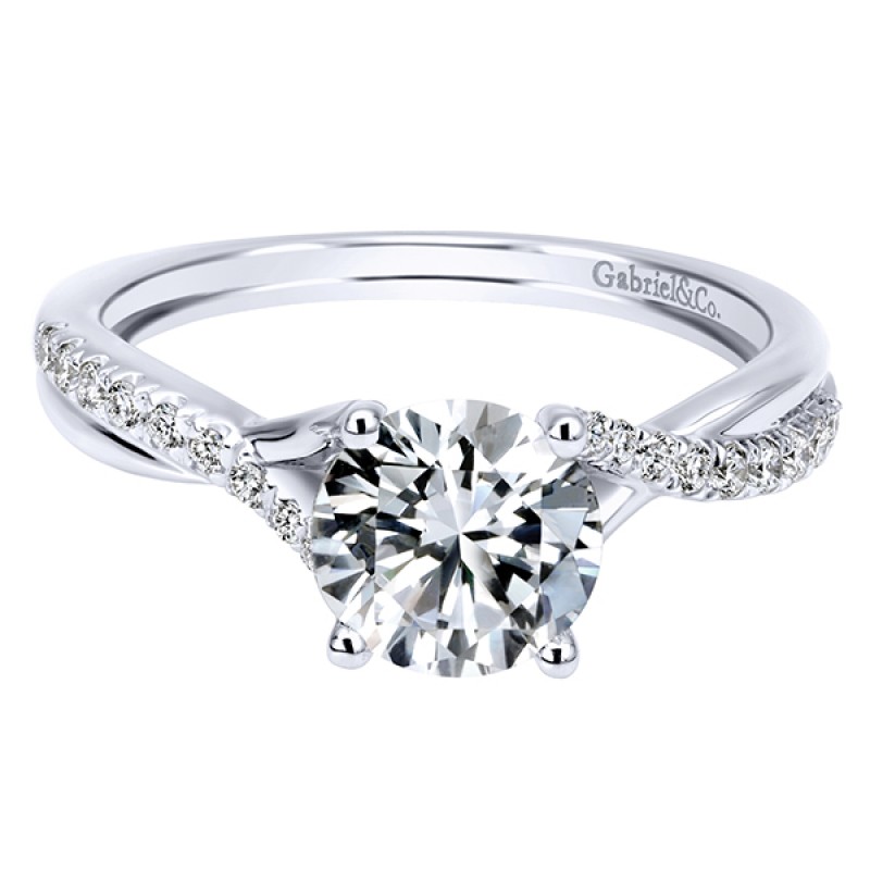 14k White Gold Diamond Criss Cross Engagement Ring