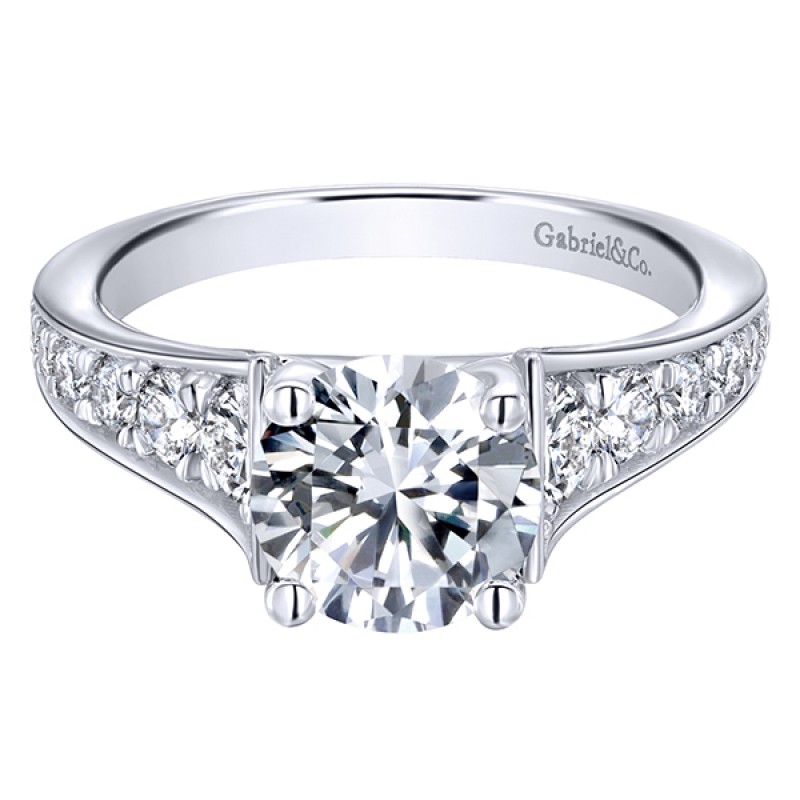 14k White Gold Diamond Straight Engagement Ring