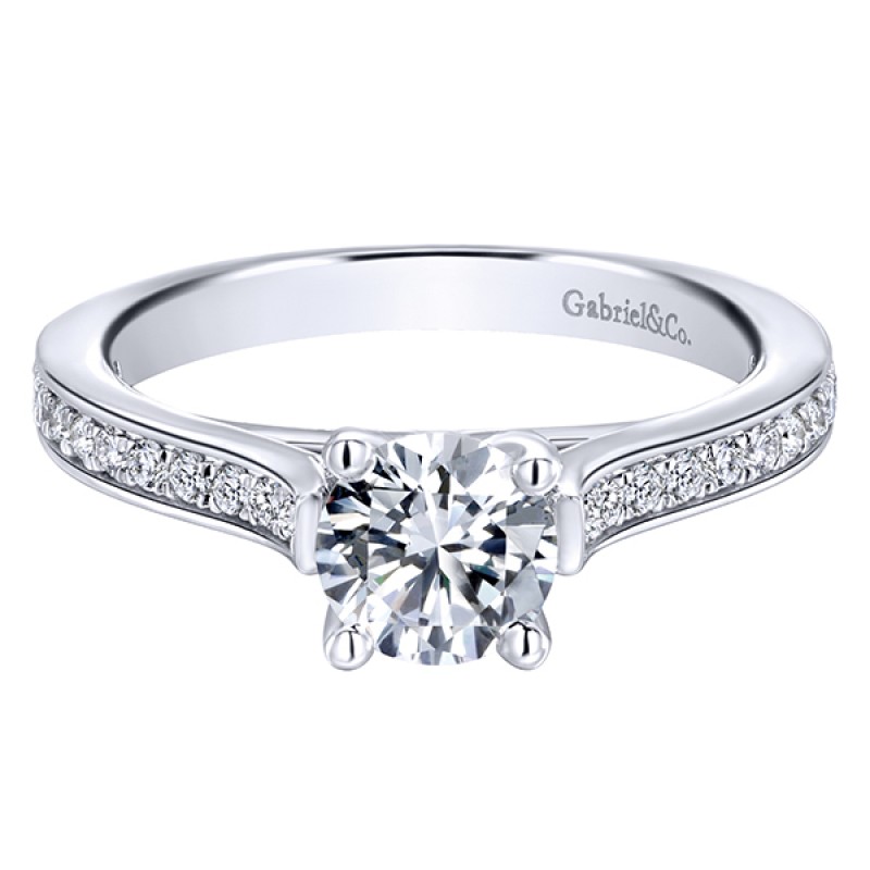 14k White Gold Diamond Straight Engagement Ring