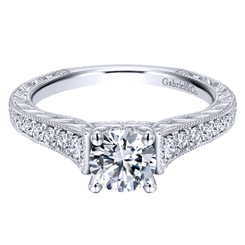 14k White Gold Diamond Straight Engagement Ring