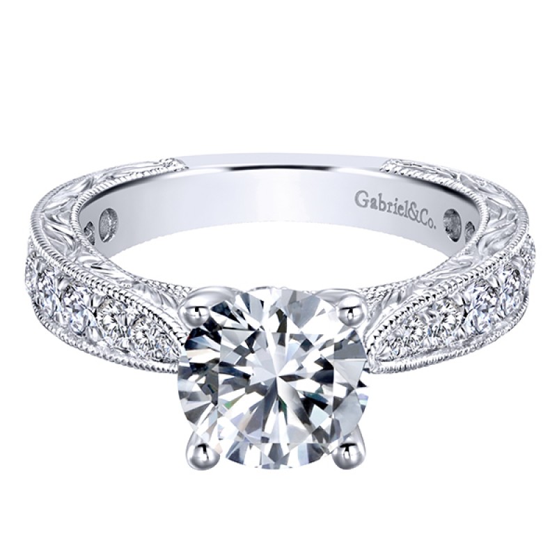 14k White Gold Diamond Straight Engagement Ring