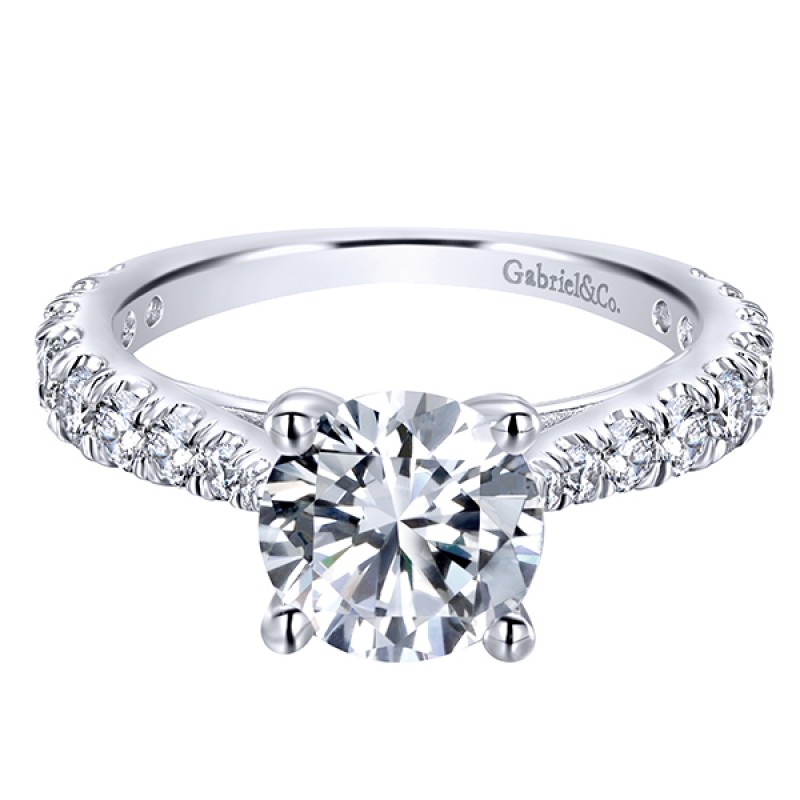 14k White Gold Diamond Straight Engagement Ring