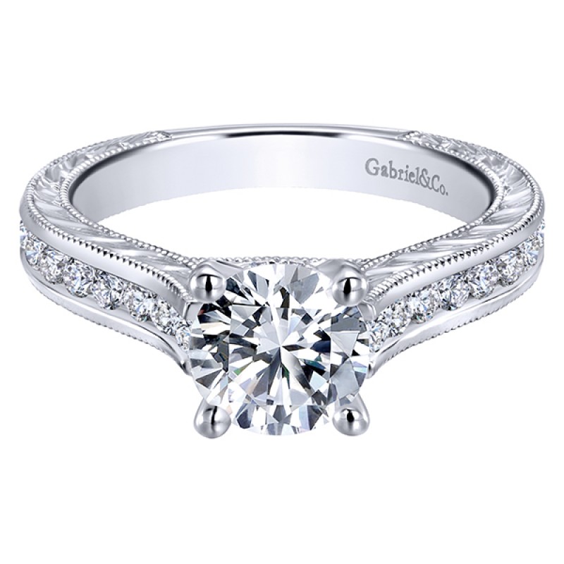 14k White Gold Diamond Straight Engagement Ring