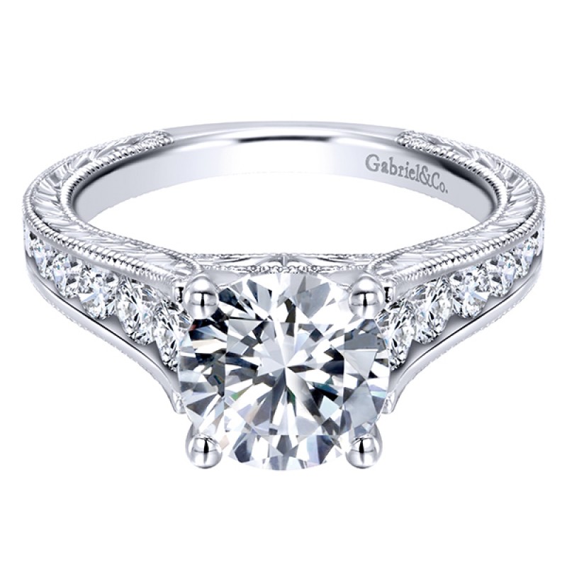 14k White Gold Diamond Straight Engagement Ring