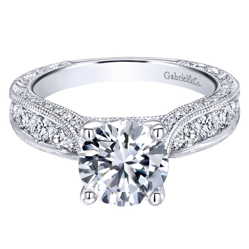 14k White Gold Diamond Straight Engagement Ring