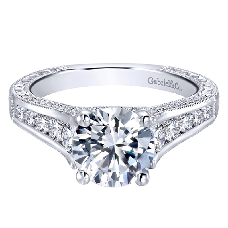 14k White Gold Diamond Straight Engagement Ring