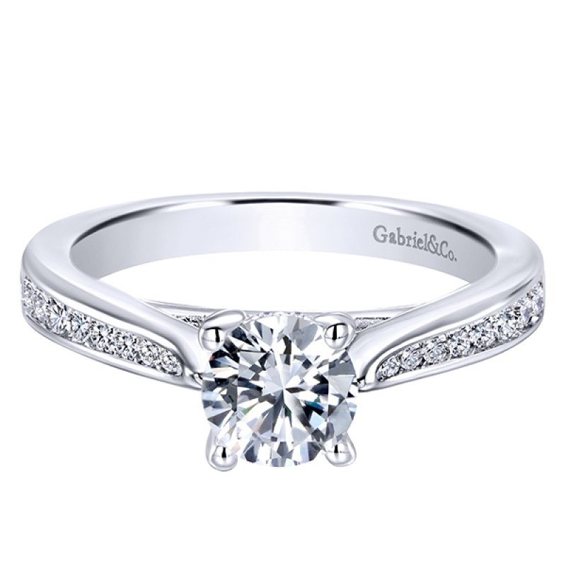 14k White Gold Diamond Straight Engagement Ring