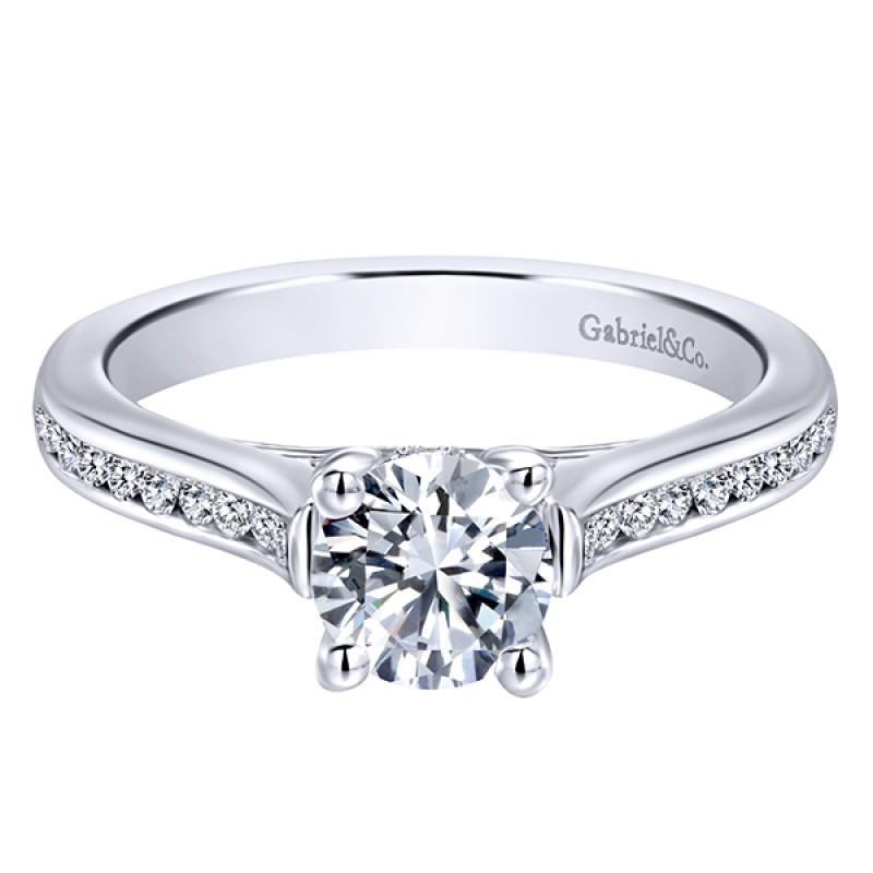 14k White Gold Diamond Straight Engagement Ring