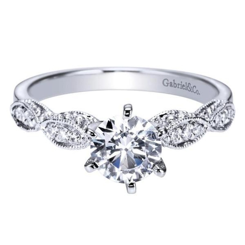 14k White Gold Diamond Straight Engagement Ring
