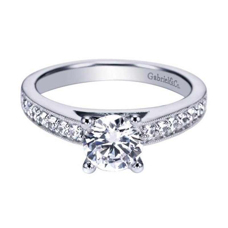 14k White Gold Diamond Straight Engagement Ring