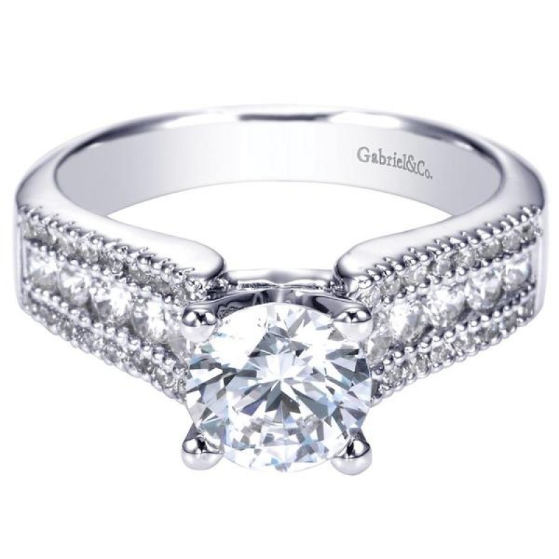14k White Gold Diamond Straight Engagement Ring