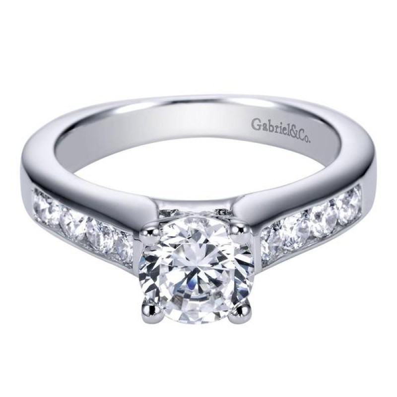 14k White Gold Diamond Straight Engagement Ring