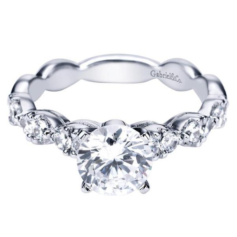 14k White Gold Diamond Straight Engagement Ring