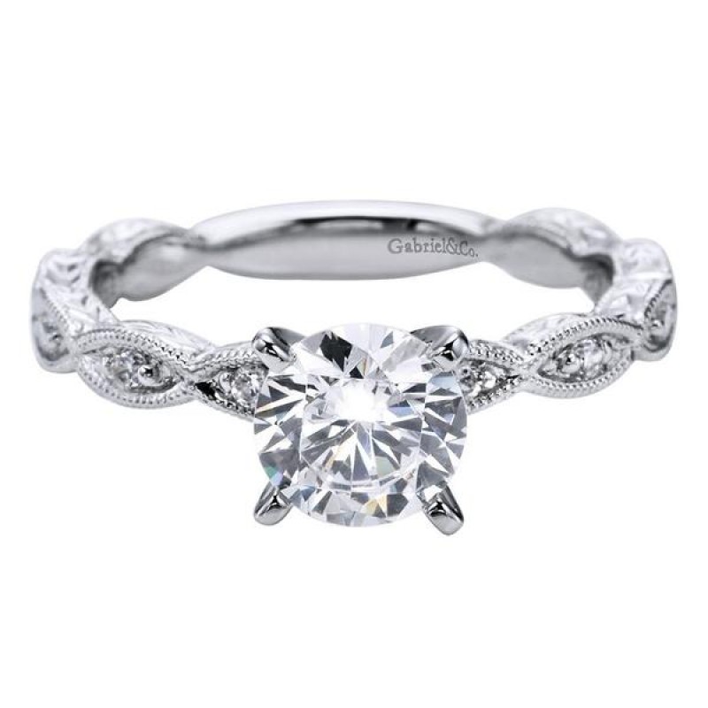 14k White Gold Diamond Straight Engagement Ring