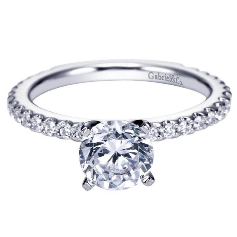 14k White Gold Diamond Straight Engagement Ring