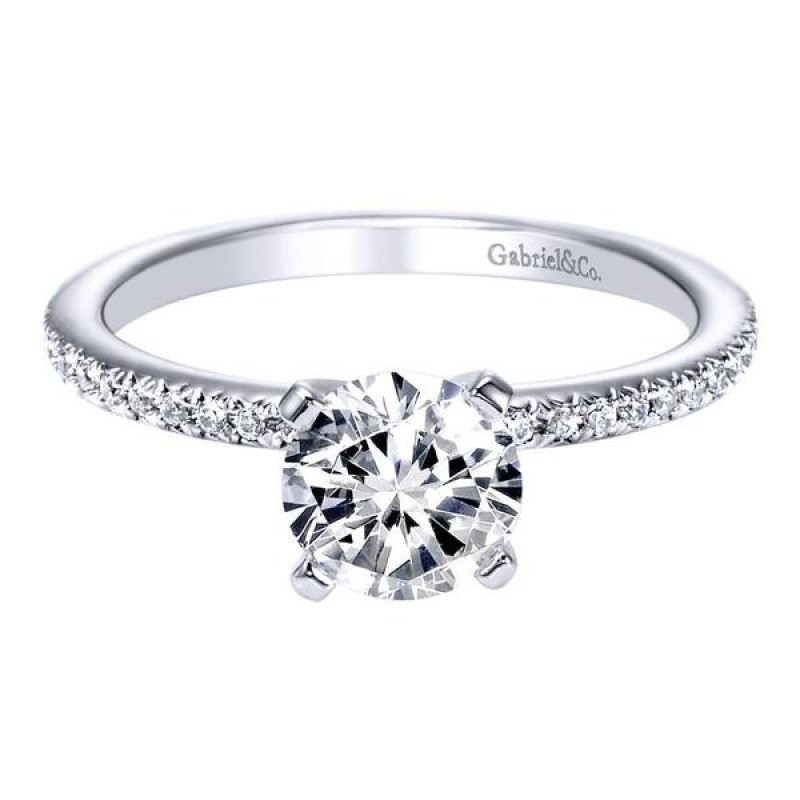 14k White Gold Diamond Straight Engagement Ring