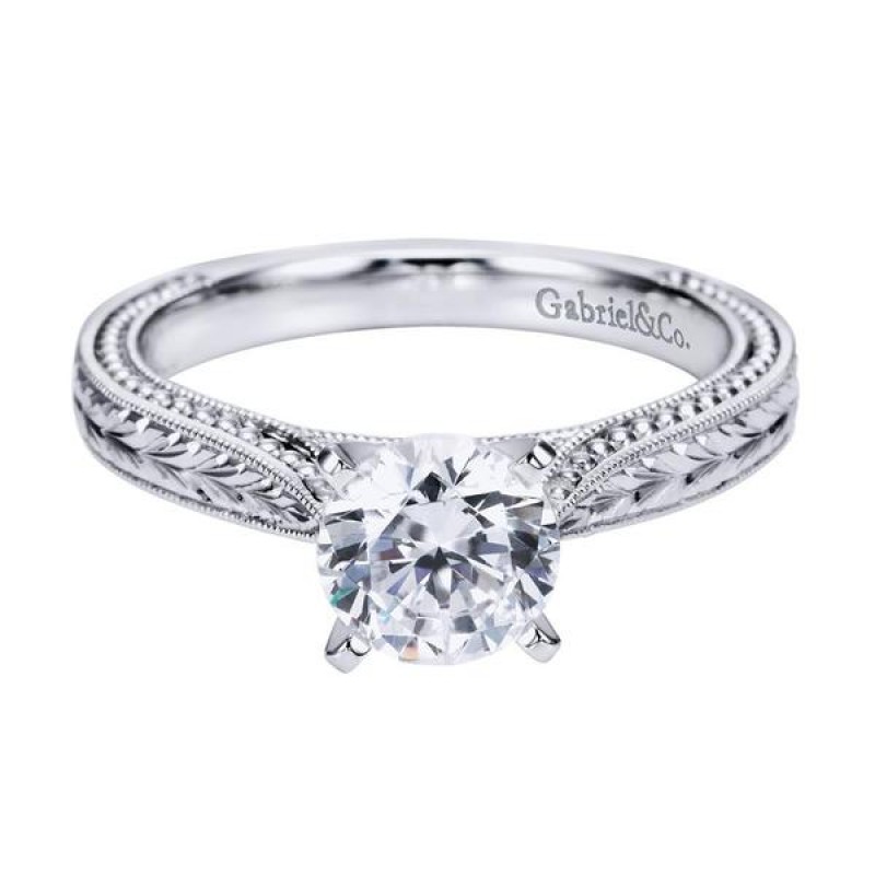 14k White Gold Straight Engagement Ring