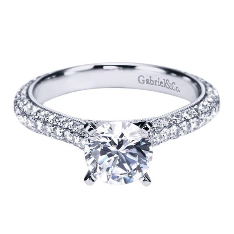 14k White Gold Diamond Straight Engagement Ring