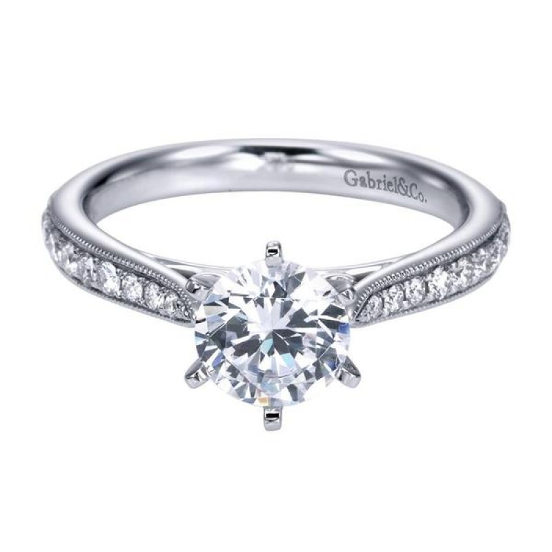 14k White Gold Diamond Straight Engagement Ring