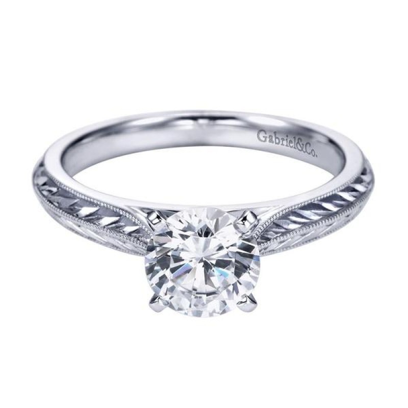 14k White Gold Straight Engagement Ring