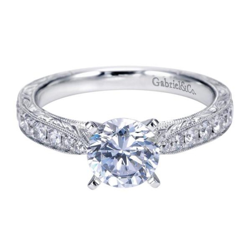 14k White Gold Diamond Straight Engagement Ring