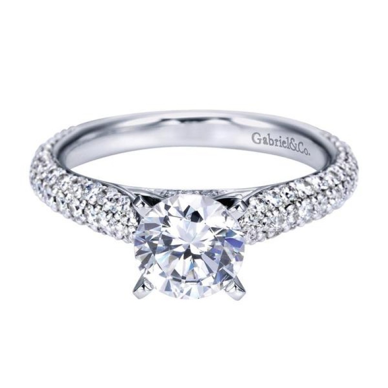 14k White Gold Diamond Straight Engagement Ring