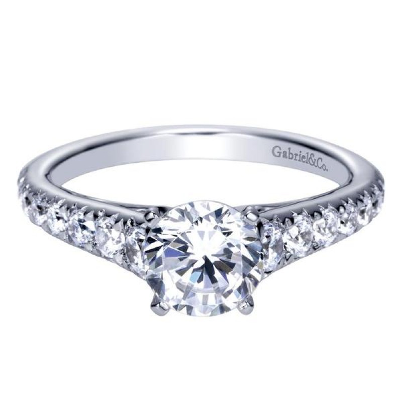 14k White Gold Diamond Straight Engagement Ring