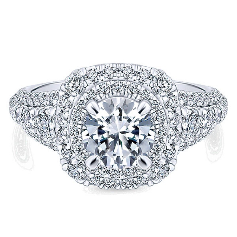 Gabriel & Co. 14k White Gold Diamond Double Halo Ring ER12807R4W44JJ
