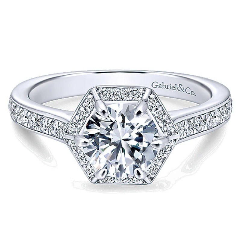Gabriel & Co. 14k White Gold Diamond Halo Ring ER12597R4W44JJ