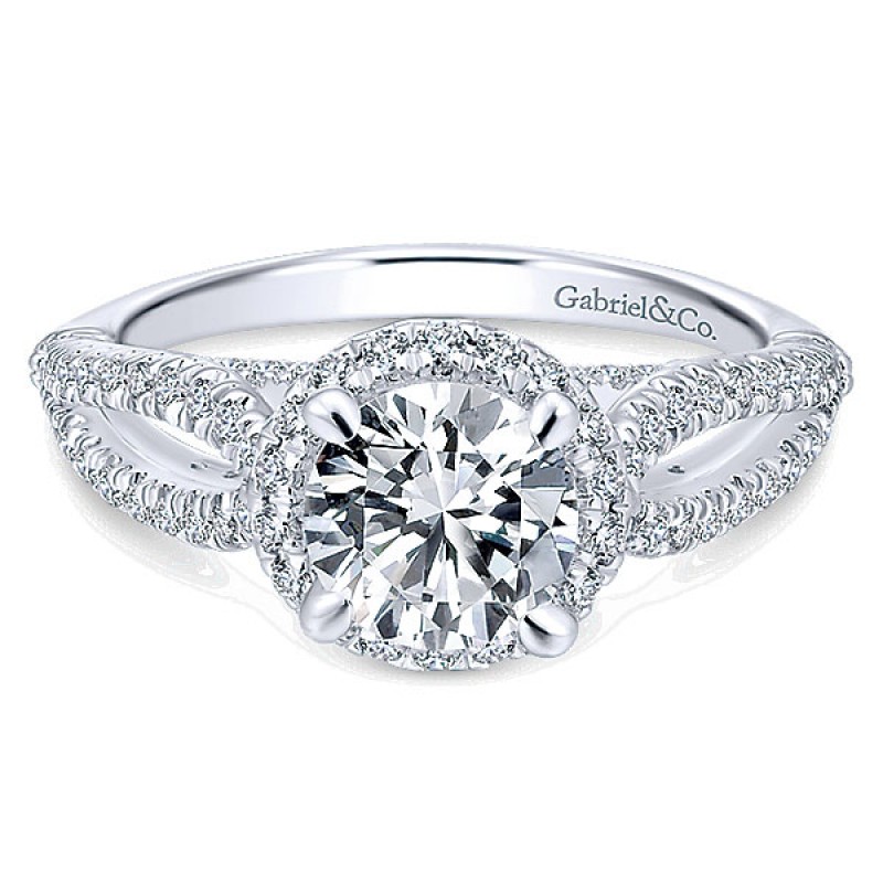 Gabriel & Co. 14k White Gold Diamond Halo Ring ER12601R4W44JJ