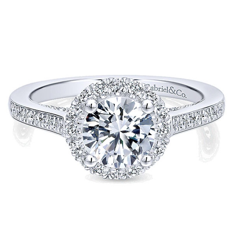 Gabriel & Co. 14k White Gold Diamond Halo Ring ER12608R4W44JJ