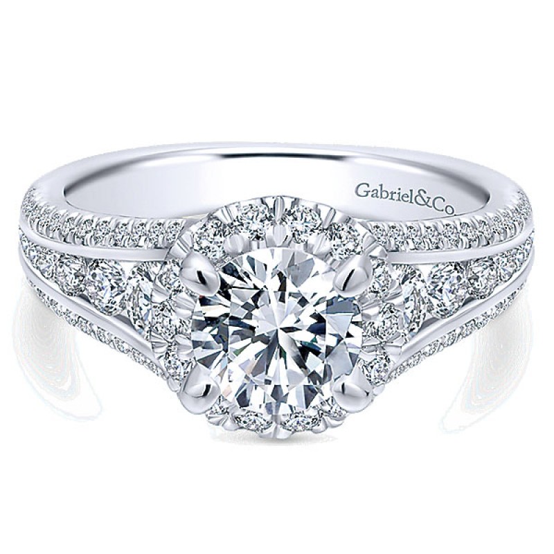 Gabriel & Co. 14k White Gold Diamond Halo Ring ER12610R4W44JJ