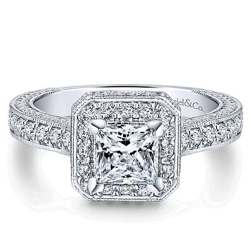 Gabriel & Co. 14k White Gold Diamond Halo Ring ER12635S3W44JJ