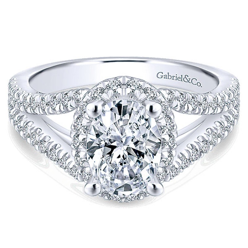 Gabriel & Co. 14k White Gold Diamond Halo Ring ER12637O4W44JJ