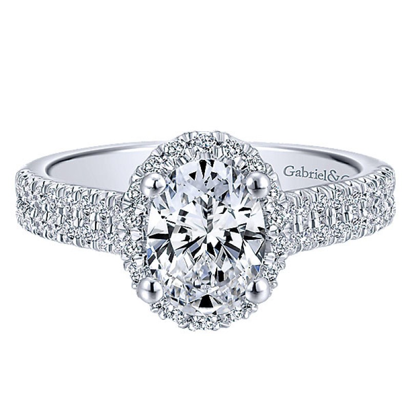Gabriel & Co. 14k White Gold Diamond Halo Ring ER12639O4W44JJ