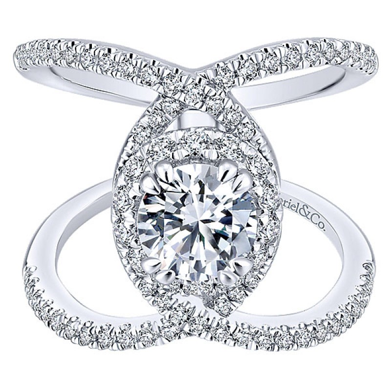 Gabriel & Co. 14k White Gold Diamond Halo Ring ER12643R4W44JJ