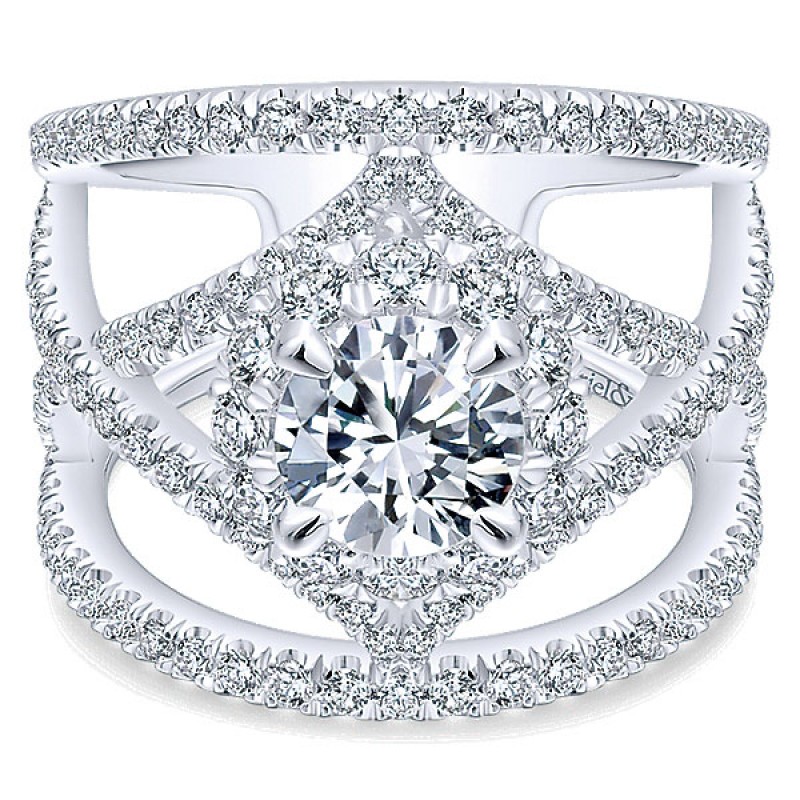 Gabriel & Co. 14k White Gold Diamond Halo Ring ER12646R4W44JJ