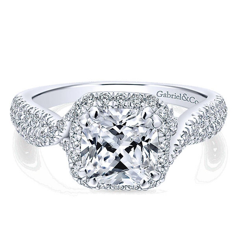 Gabriel & Co. 14k White Gold Diamond Halo Ring ER12666C6W44JJ