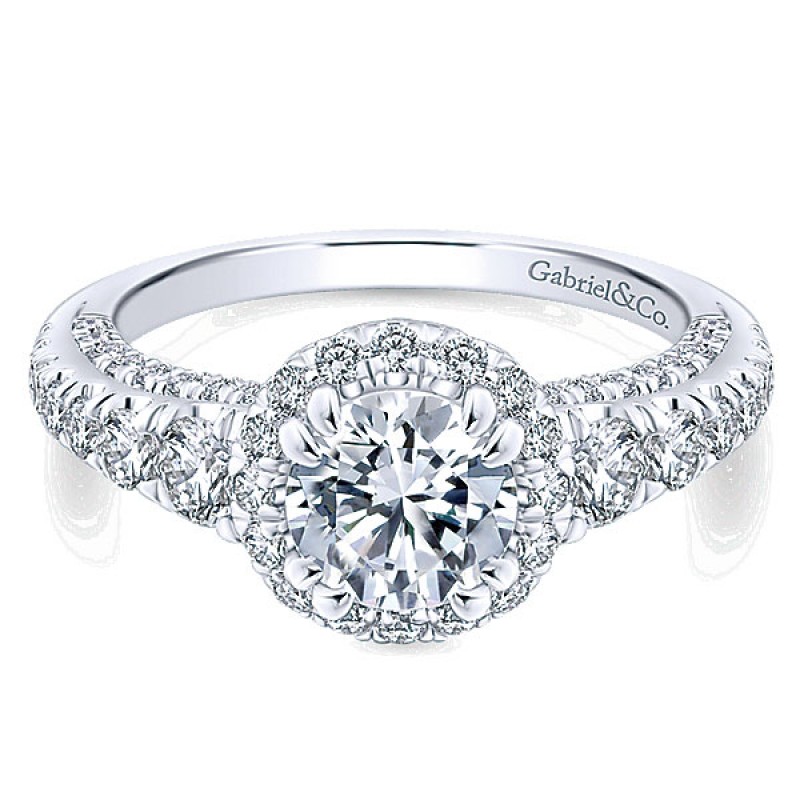 Gabriel & Co. 14k White Gold Diamond Halo Ring ER12669R4W44JJ