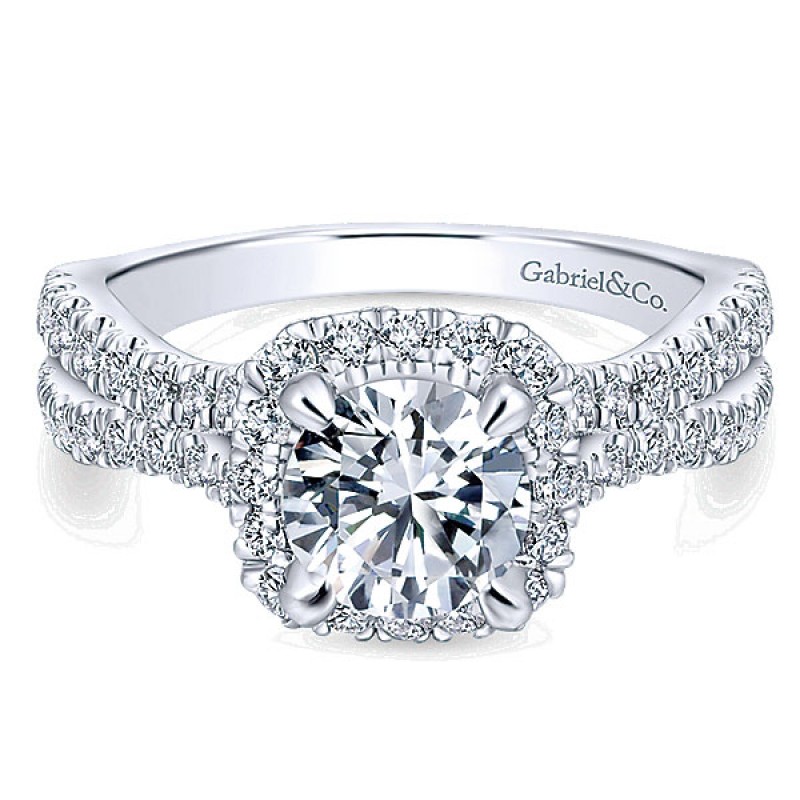 Gabriel & Co. 14k White Gold Diamond Halo Ring ER12678R4W44JJ