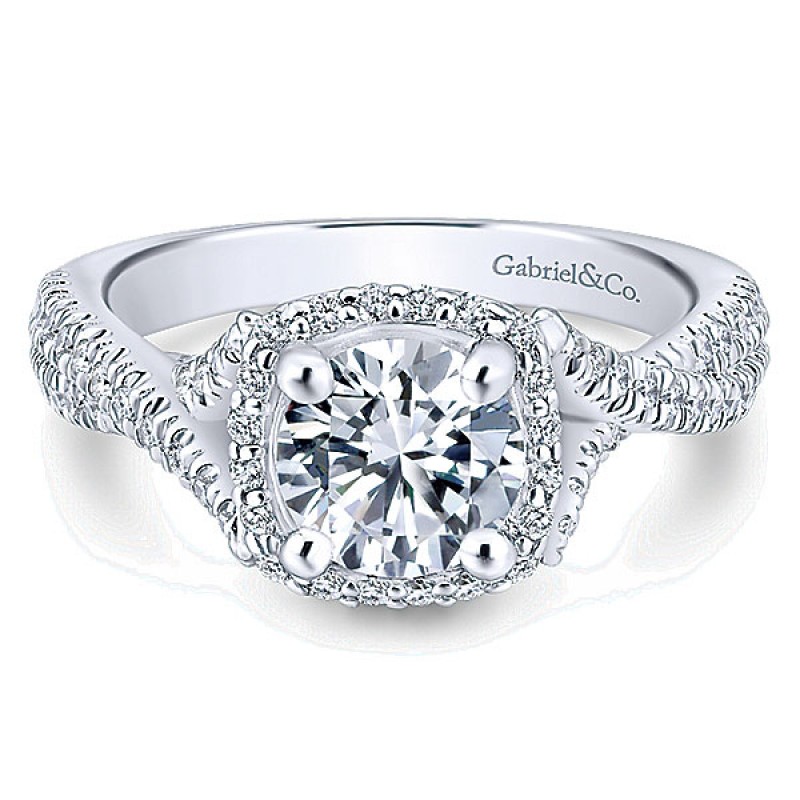 Gabriel & Co. 14k White Gold Diamond Halo Ring ER12680R4W44JJ