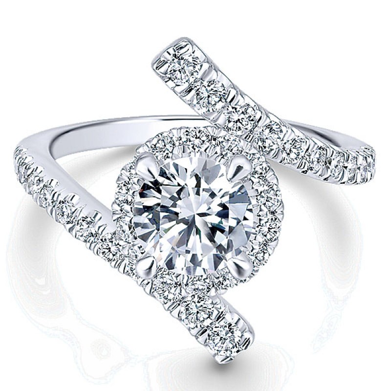 Gabriel & Co. 14k White Gold Diamond Halo Ring ER12802R4W44JJ