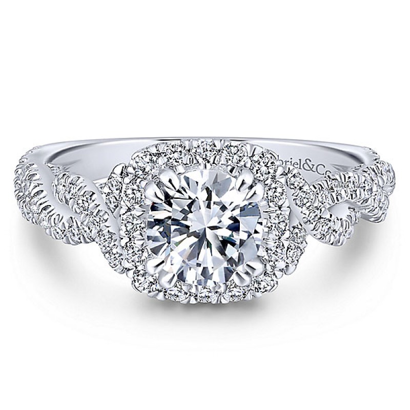 Gabriel & Co. 14k White Gold Diamond Halo Ring ER12965R4W44JJ