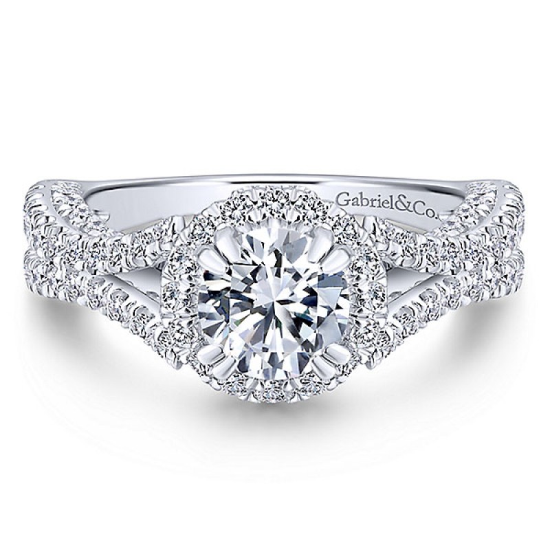 Gabriel & Co. 14k White Gold Diamond Halo Ring ER12970R4W44JJ